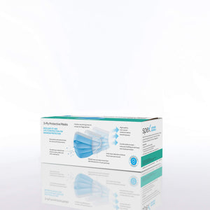 3-Ply Protective Face Masks; Box of 50